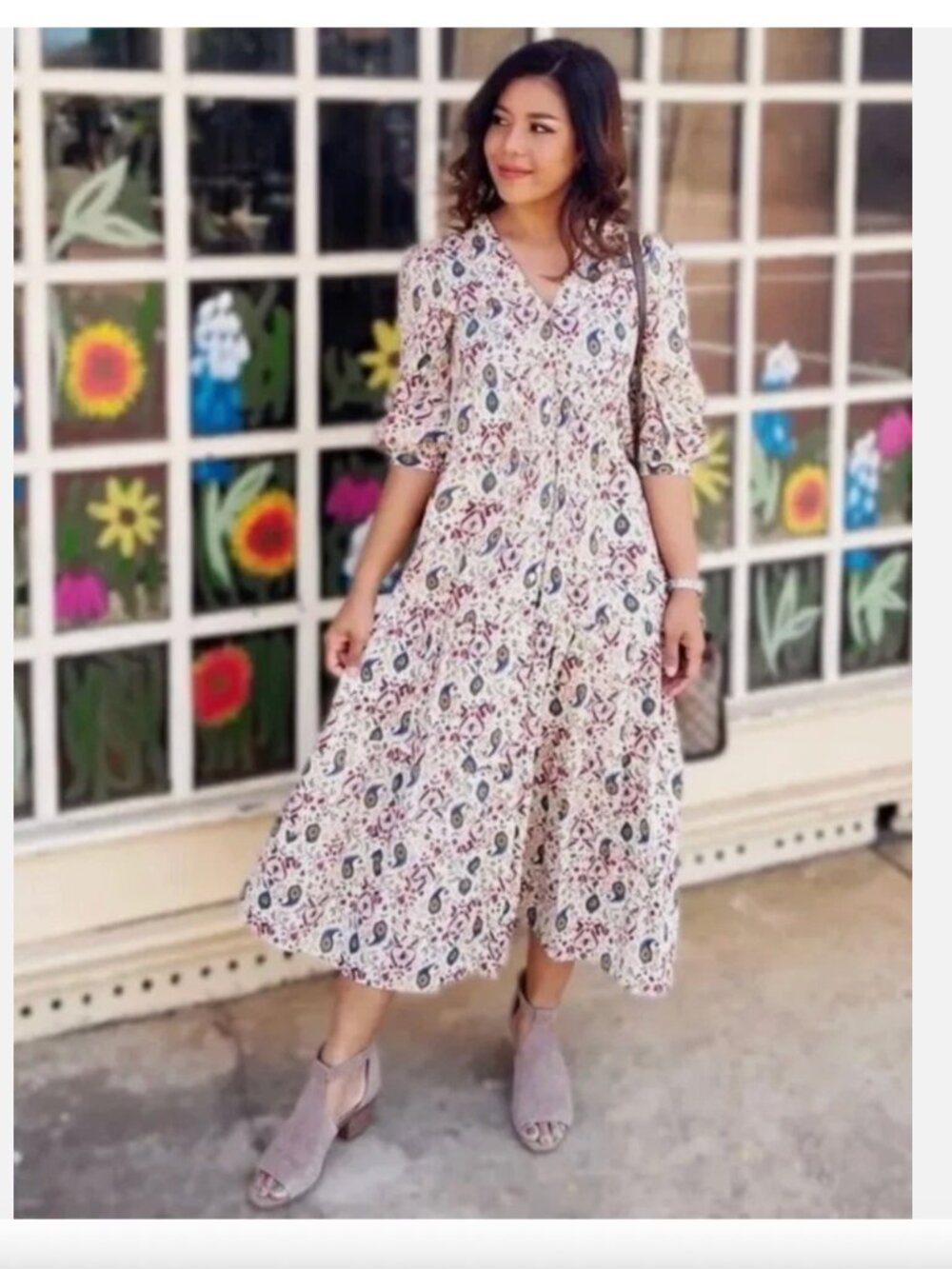 Zara Tiered Ruffle Button Front Midi Dress - Picture 3 of 16